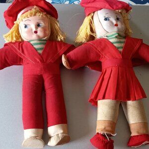 1940's Red Sailor Dolls from Hungary